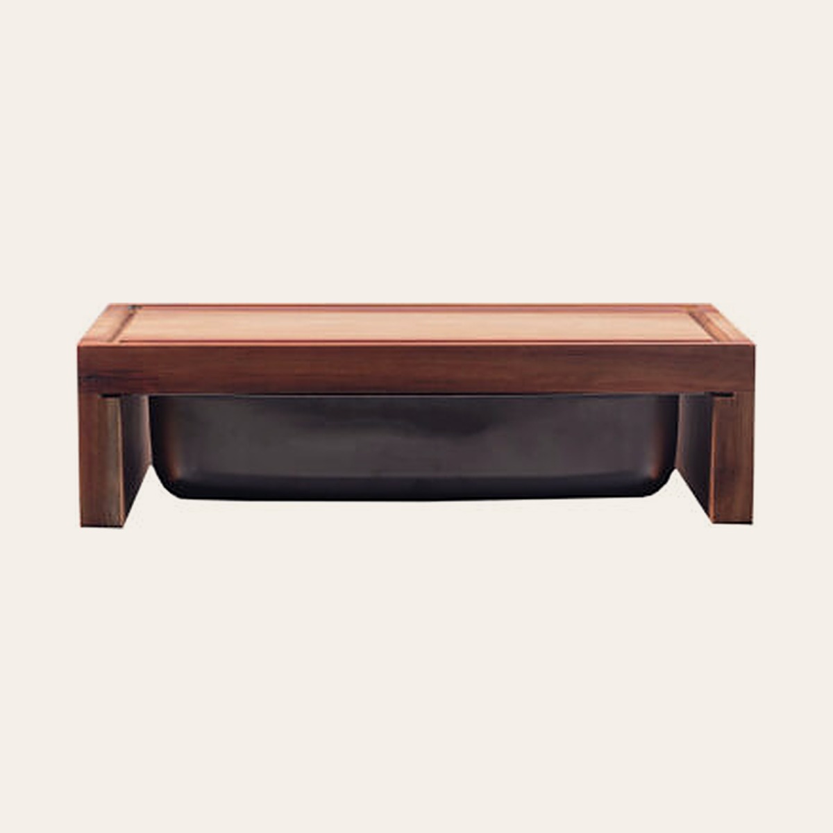 Kiaat & Steel Board, side view, with the steel tray slid in